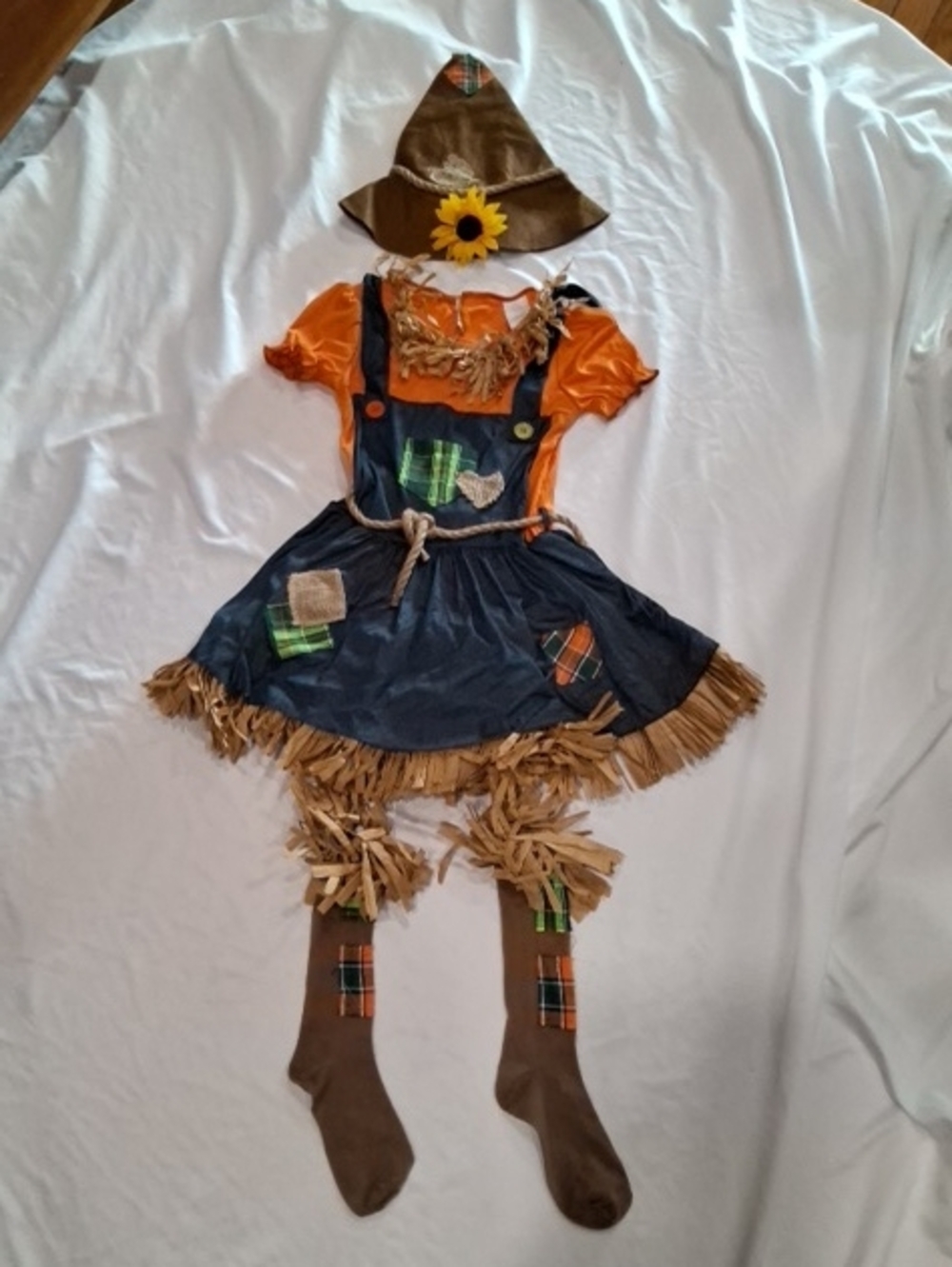 Girls Orange and Navy Scarecrow Costume with Hat